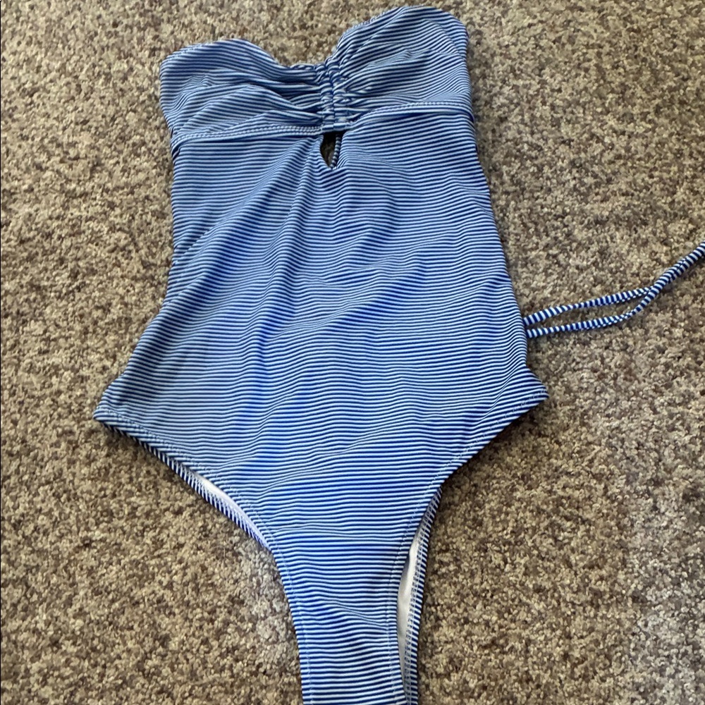 Cupshe Blue Striped One Piece Swimsuit